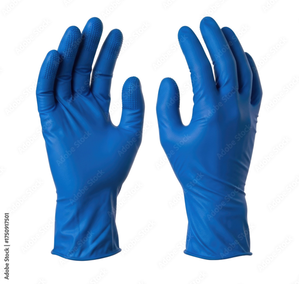 Obraz premium Pair of blue nitrile gloves isolated on transparent background