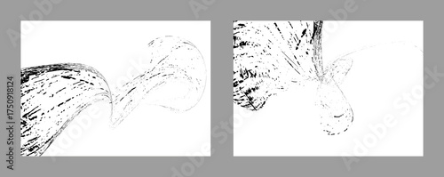 Strokes of black paint on a white background. Set of two templates. Graffiti element. Design template for the design of banners, posters, booklets, covers