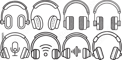 Headphone Linear Silhouette Graphic