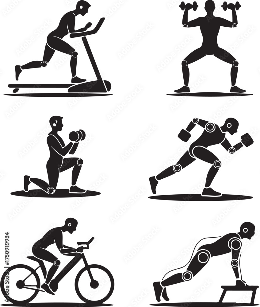 Obraz premium Workout icons collection for fitness enthusiasts