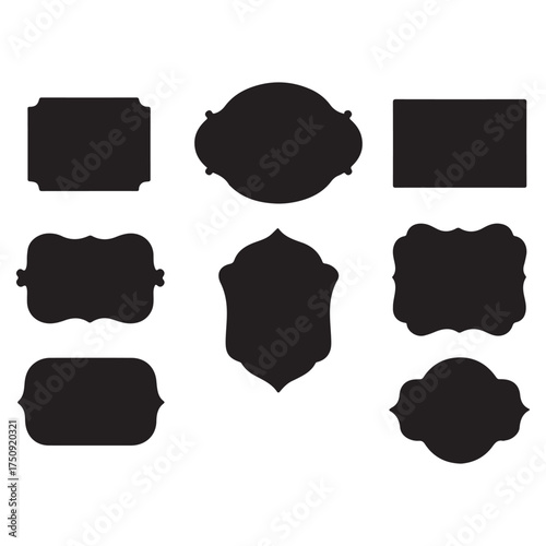 vintage frame shapes, retro outline badge, ornate geometric borders, shield Vector set