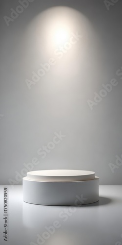 Circular podium with a white surface and a subtle sheen