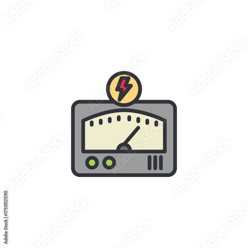 An analog electric meter icon showing energy measurement and power usage monitoring for residential or commercial applications.
