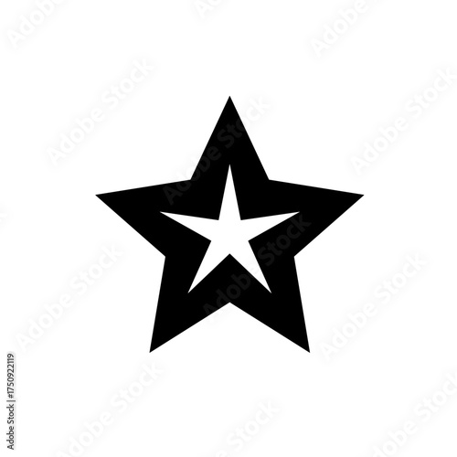 Star icon in black with cut-out for celebration or rating design