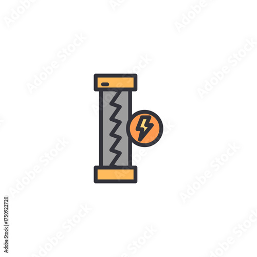 An electric fuse or circuit breaker symbol showing electrical safety, overload protection, and energy control components.