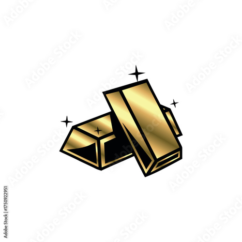 Shiny Gold Bars Icon with Sparkle Effect – Modern Investment, Wealth, and Banking Vector Graphic