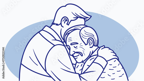 Man-Hugging Elderly Father in a Heartwarming Scene