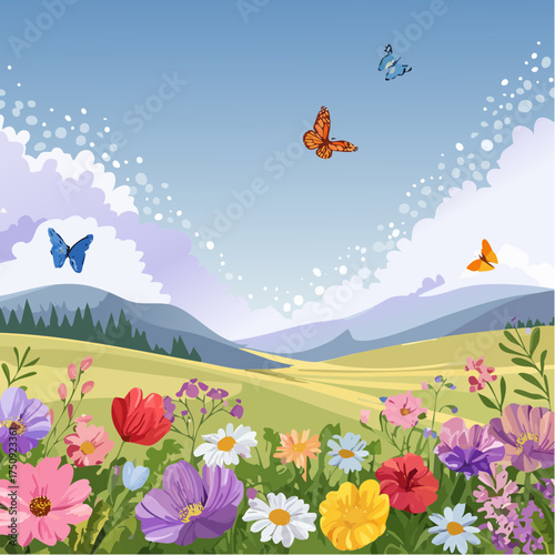Frühling auf einer Blumenwiese