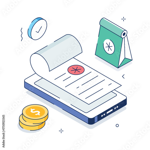 Grab this amazing isometric illustration of medicine bill in modern style