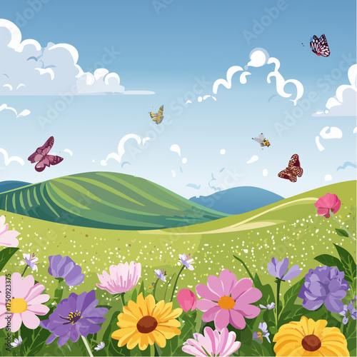 Frühling auf einer Blumenwiese