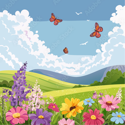 Frühling auf einer Blumenwiese