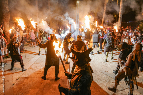 Palma, Spain - 23 June, 2025: San Juan Fiest Correfoc in Palma de Mallorca, Balearics, Spain
