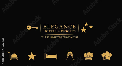 Elegance Hotels and Resorts Logo with Golden Key and Stars.