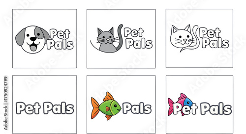 Pet Pals Logo Collection Featuring Various Adorable Animals.