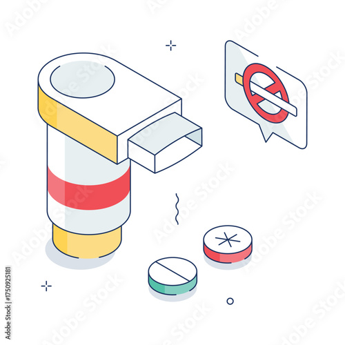 Take a look at this amazing illustration of inhaler in isometric style