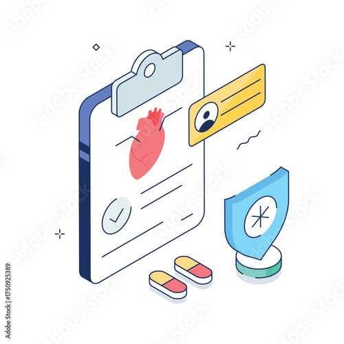 Grab this creatively designed amazing illustration of heart report in isometric style