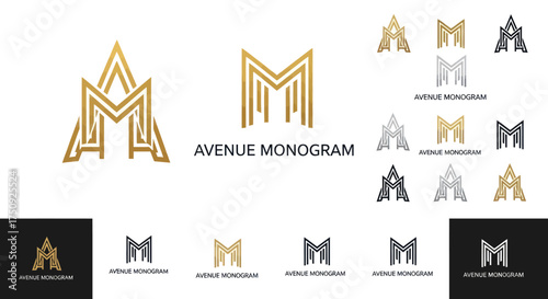 Elegant collection of AM or MA initial letter monogram logos.