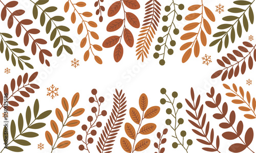  Warm Woodland Foliage — Flat Vector Leaves on White, autumn pattern vector illustration, easily editable