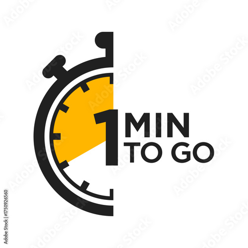 1 minute to go last countdown icon. Countdown remaining time banner. Count timer vector illustration.