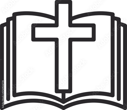  Cross with Open Bible illustration,  religious cross silhouette, Jesus Christ Clipart, Christian Cross Design