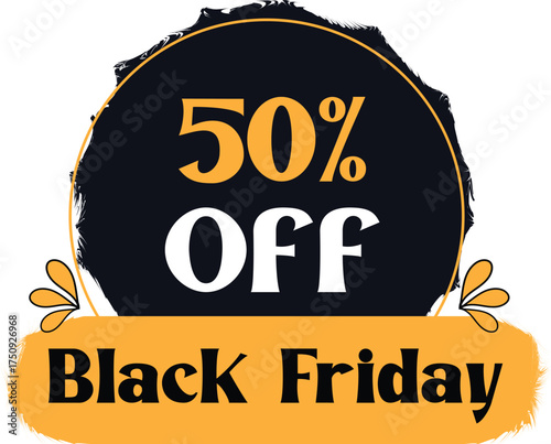 Black Friday vector label 50 percent discount