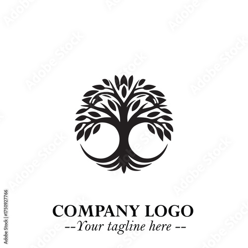 Root of the Tree Logo Symbol in Black and White Minimalist Vector Illustration Design