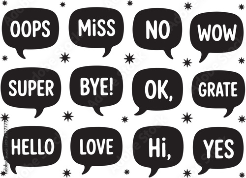 Trendy speech bubbles with positive message vector