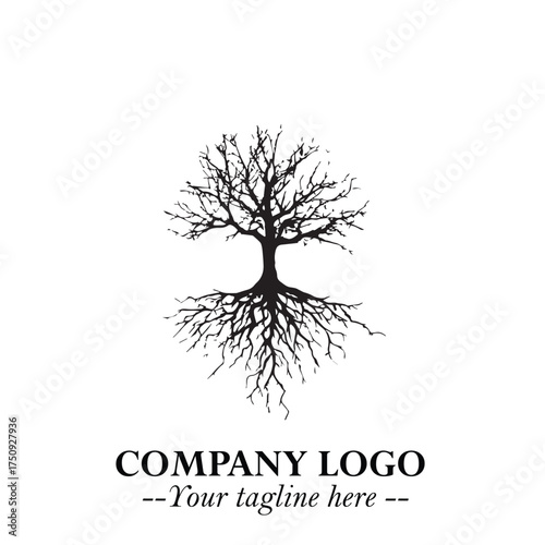 Root of the Tree Logo Symbol in Black and White Minimalist Vector Illustration Design