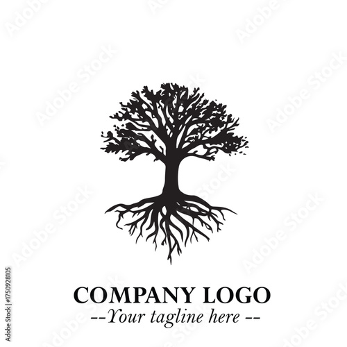 Root of the Tree Logo Symbol in Black and White Minimalist Vector Illustration Design