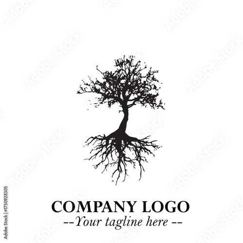Root of the Tree Logo Symbol in Black and White Minimalist Vector Illustration Design