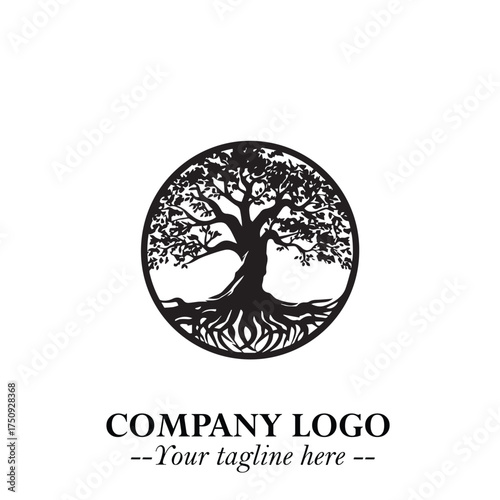 Root of the Tree Logo Symbol in Black and White Minimalist Vector Illustration Design