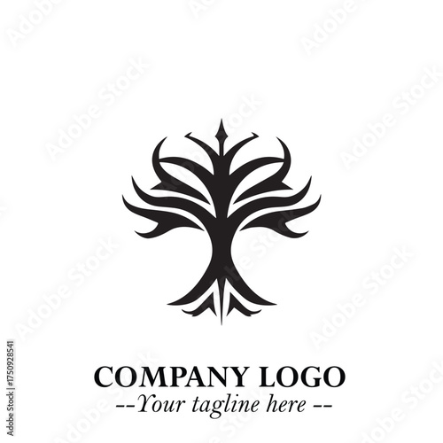 Root of the Tree Logo Symbol in Black and White Minimalist Vector Illustration Design