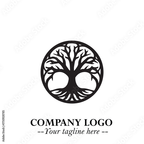 Root of the Tree Logo Symbol in Black and White Minimalist Vector Illustration Design