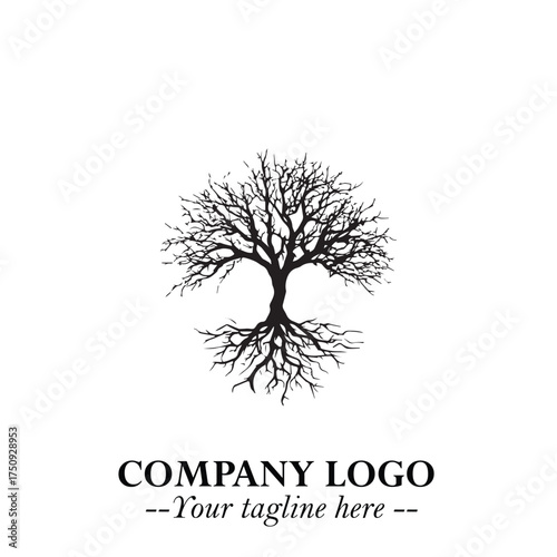 Root of the Tree Logo Symbol in Black and White Minimalist Vector Illustration Design