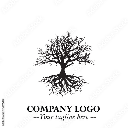 Root of the Tree Logo Symbol in Black and White Minimalist Vector Illustration Design