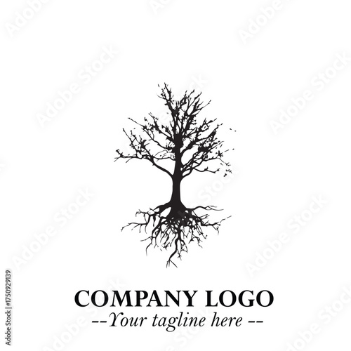 Root of the Tree Logo Symbol in Black and White Minimalist Vector Illustration Design