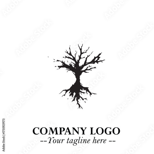 Root of the Tree Logo Symbol in Black and White Minimalist Vector Illustration Design