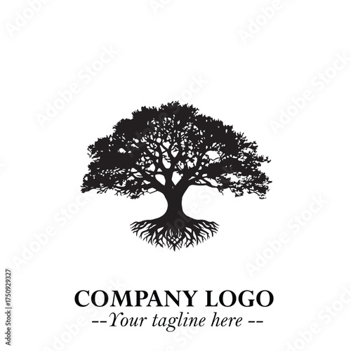 Root of the Tree Logo Symbol in Black and White Minimalist Vector Illustration Design