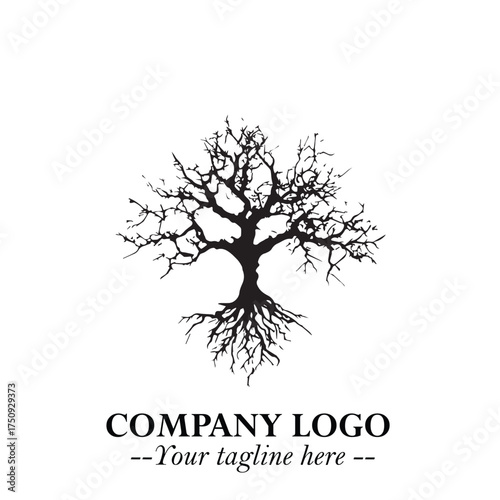 Root of the Tree Logo Symbol in Black and White Minimalist Vector Illustration Design