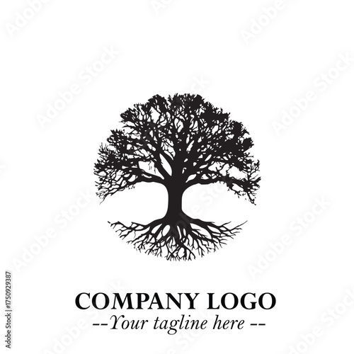 Root of the Tree Logo Symbol in Black and White Minimalist Vector Illustration Design