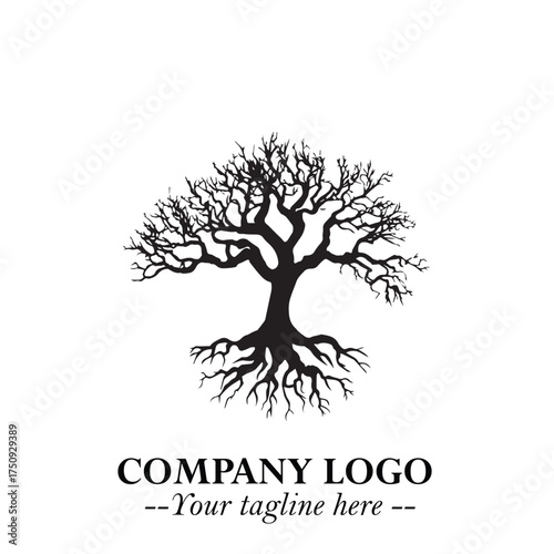 Root of the Tree Logo Symbol in Black and White Minimalist Vector Illustration Design