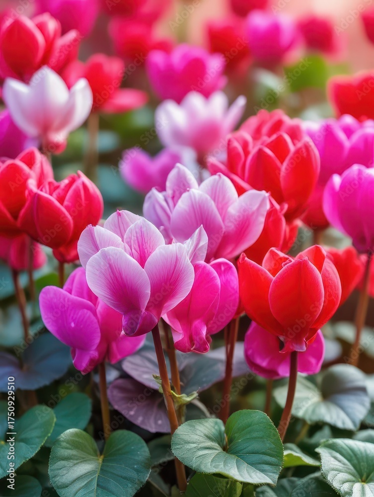 Obraz premium Colorful Cyclamen Flowers Close-up