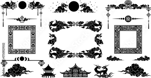 Traditional chinese frames and borders - lunar design collection
