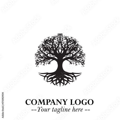 Root of the Tree Logo Symbol in Black and White Minimalist Vector Illustration Design