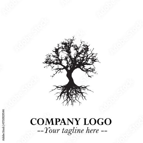Root of the Tree Logo Symbol in Black and White Minimalist Vector Illustration Design
