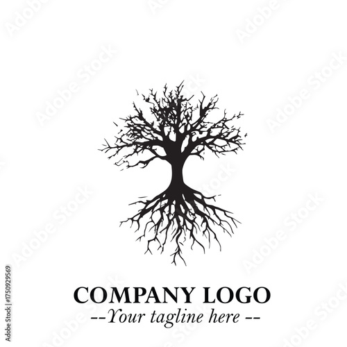 Root of the Tree Logo Symbol in Black and White Minimalist Vector Illustration Design