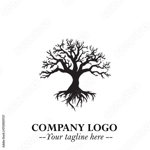 Root of the Tree Logo Symbol in Black and White Minimalist Vector Illustration Design
