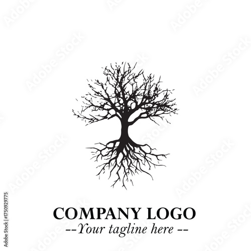 Root of the Tree Logo Symbol in Black and White Minimalist Vector Illustration Design