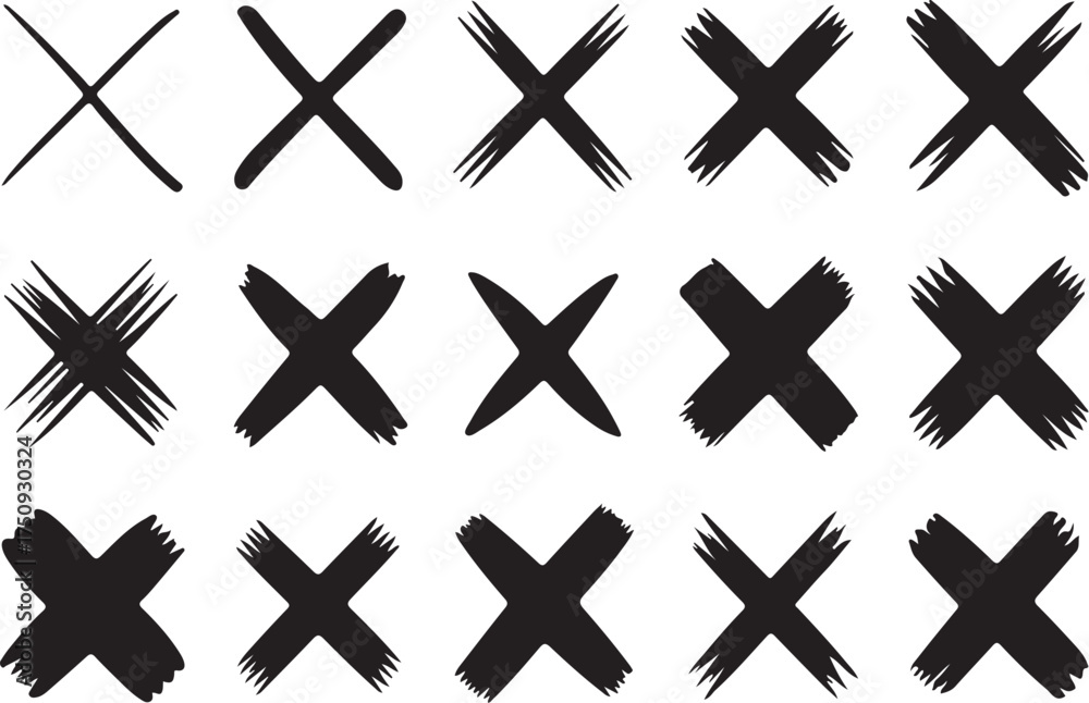 Obraz premium Hand drawn 'X' marks symbol set for design