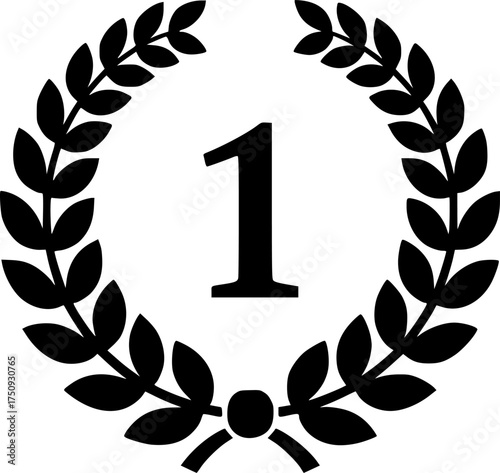 first laurel glyph flat vector icon